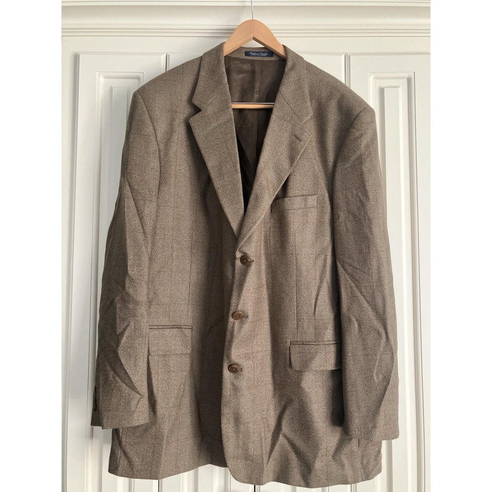 Jean Paul Germain Brown Wool Plaid Mens 50 Tall‎ Sport Blazer Jacket